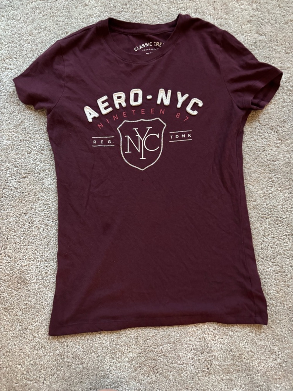 Aeropostale Maroon Aero NYC Graphic Tee